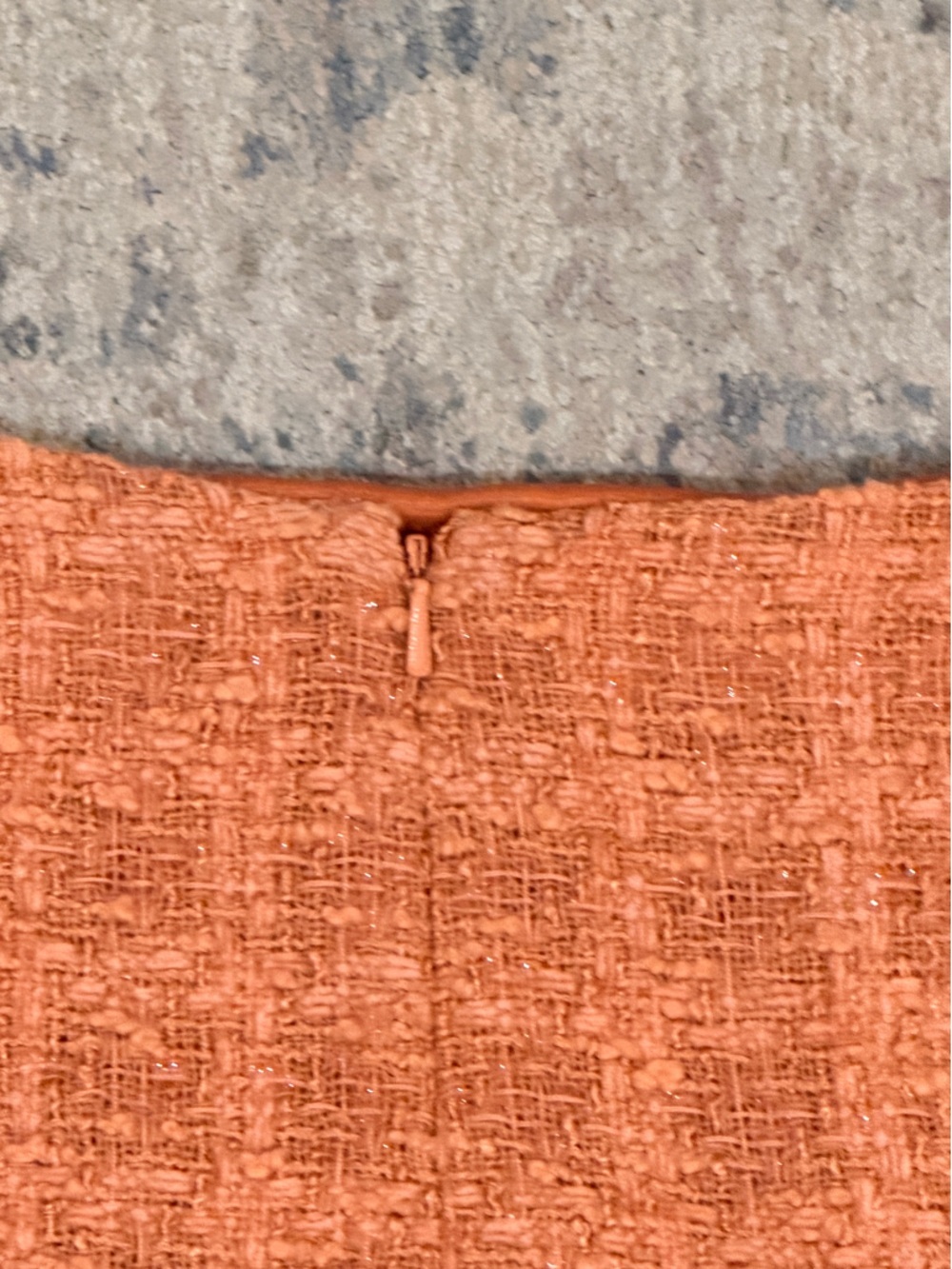 Final price Rickie Freeman Teri Jon Orange Tweed Fringe Hem Pencil Skirt - Picture 8 of 8